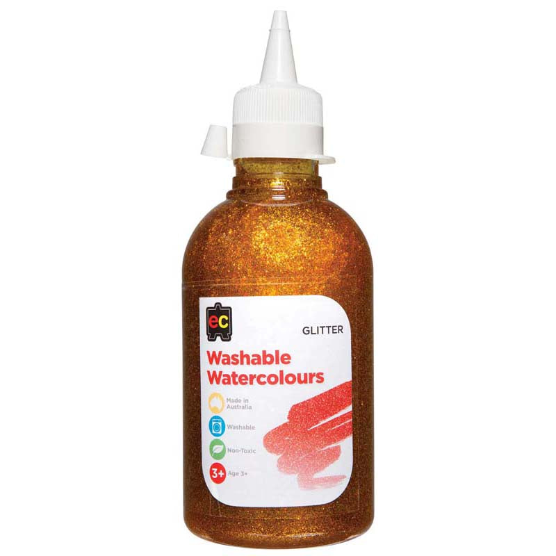 EC Paint Washable Watercolours Glitter 250ml Yellow - Cafe Supply