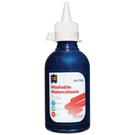 EC Paint Washable Watercolours Glitter 250ml Blue - Cafe Supply