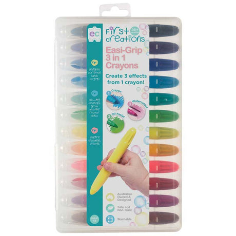 EC First Creations Easi-Grip 3 In 1 Crayons Set 12 - Cafe Supply