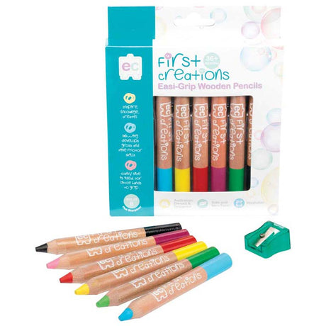 EC First Creations Easi-Grip Wooden Pencils Pack 6 - Cafe Supply