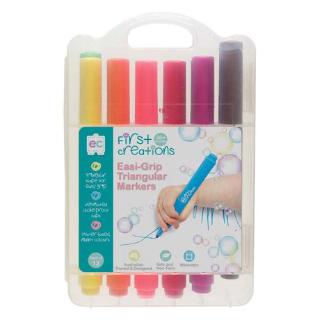 EC First Creations Easi-Grip Triangular Markers Pack 12 - Cafe Supply