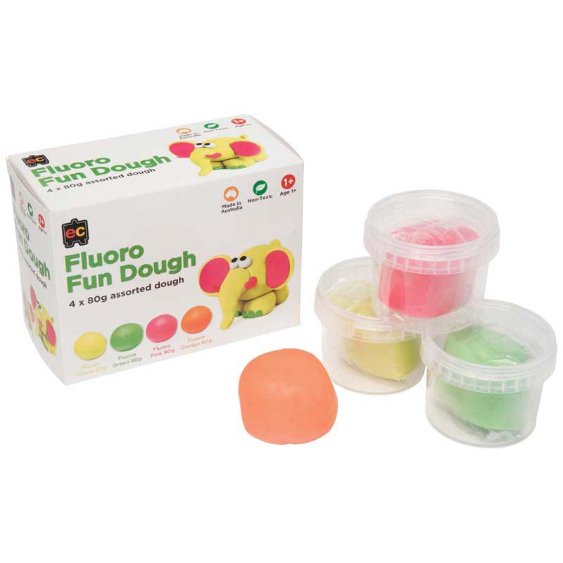 EC Fun Dough Fluoro Set 4 X 80gm - Cafe Supply