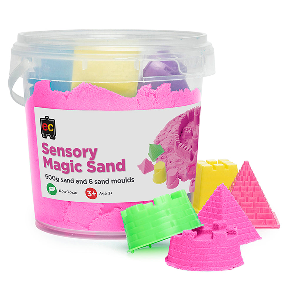 EC Sensory Magic Sand with Moulds 600gm Tub Pink - Cafe Supply