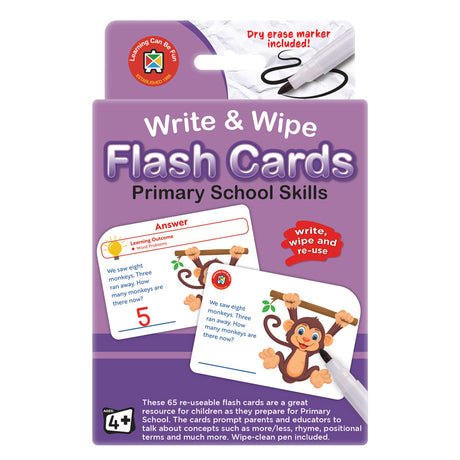 LCBF Write & Wipe Flashcards Primary School Skills w/Marker - Cafe Supply