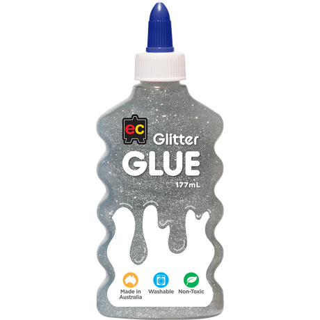 EC Glitter Glue 177ml Silver - Cafe Supply