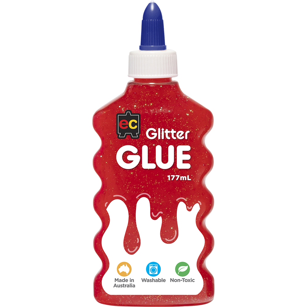 EC Glitter Glue 177ml Red - Cafe Supply