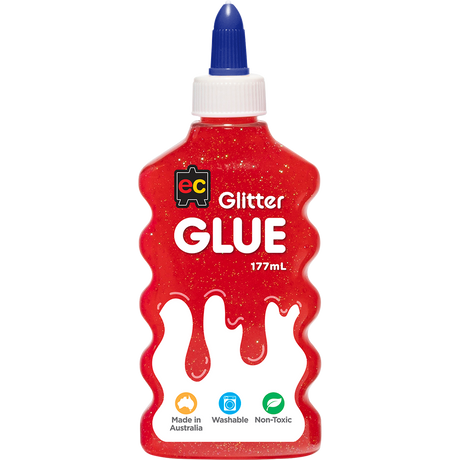EC Glitter Glue 177ml Red - Cafe Supply