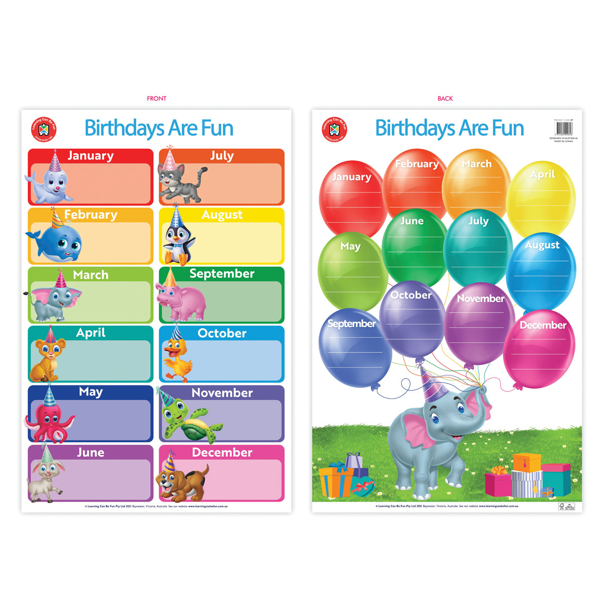 LCBF Wall Chart Birthdays Are Fun Poster - Cafe Supply