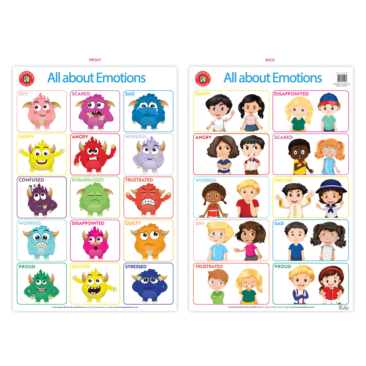 LCBF Wall Chart All About Emotions Poster - Cafe Supply