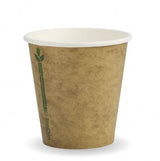 230ML / 6OZ (80MM) KRAFT GREEN LINE SINGLE WALL BIOCUP - Cafe Supply