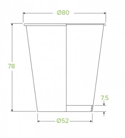 230ML / 6OZ (80MM) WHITE GREEN LINE SINGLE WALL BIOCUP - Cafe Supply