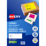 Avery Shipping Label L7163FG Fl Green Laser 99.1x38.1mm 14up 25 Sheets - Cafe Supply