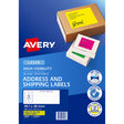 Avery Shipping Label L7163FY Flo Yellow Laser 99.1x38.1mm 14up 25 Sheets - Cafe Supply