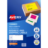 Avery Shipping Label L7163FO Flo Orange Laser 99.1x38.1mm 14up 25 Sheets - Cafe Supply