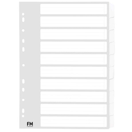 FM Indices A4 10 Tab Cardboard White - Cafe Supply