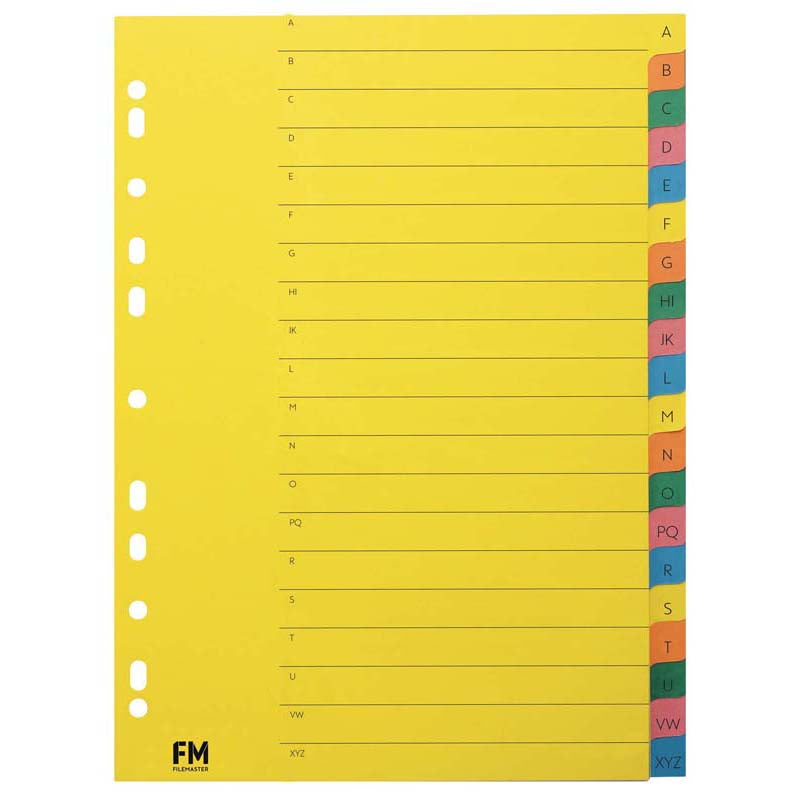 FM Indices A4 A-Z Multi Colour - Cafe Supply