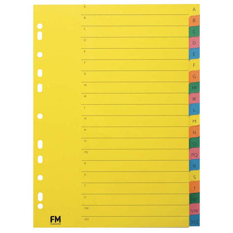 FM Indices A4 A-Z Multi Colour - Cafe Supply