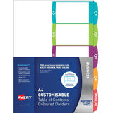Avery Customisable Table Of Contents A4 Quarterly 5 Tabs Coloured - Cafe Supply