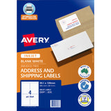 Avery Label J8169-50 Inkjet 4up 50 Sheets 99x139mm - Cafe Supply