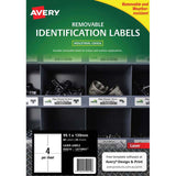 Avery Weather Resistant Removable Label L4774 Laser 99.1x139mm White 4up 20 Sheets - Cafe Supply