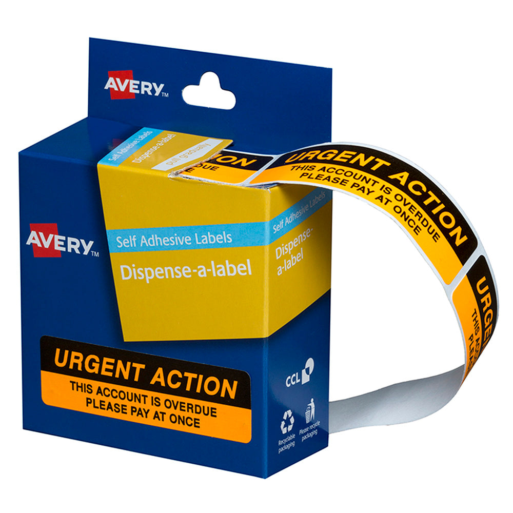 Avery Label Dispenser DMR1964R2 Urgent Action 64x19mm 125 Pack - Cafe Supply