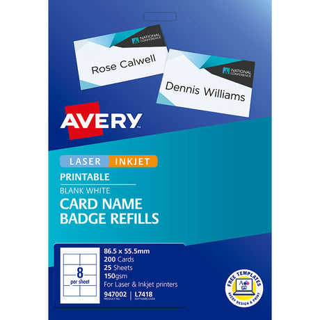 Avery Label L7418-25 Name Badge 86.5x55.5mm 25 Sheets - Cafe Supply