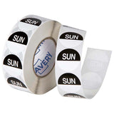Avery Labels Sunday Round Day 24mm Black White 1000 Roll - Cafe Supply