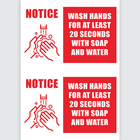 Avery Pre-Printed Self-Adhesive Sign Wash your Hands A4 2up 5 Sheets - Cafe Supply