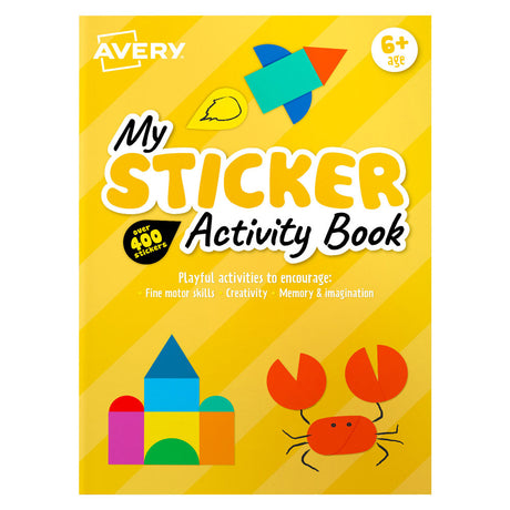 Avery Sticker Activity Book Yellow 210x297mm 6 Sheets - Cafe Supply
