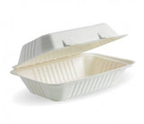 23X15X8CM / 9X6X3" WHITE BIOCANE CLAMSHELL - Cafe Supply