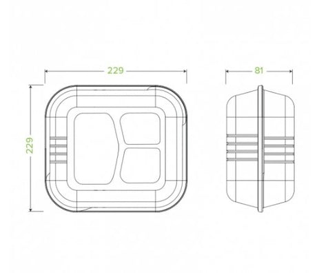 23X23X8CM 3-COMPARTMENT WHITE BIOCANE CLAMSHELL - Cafe Supply