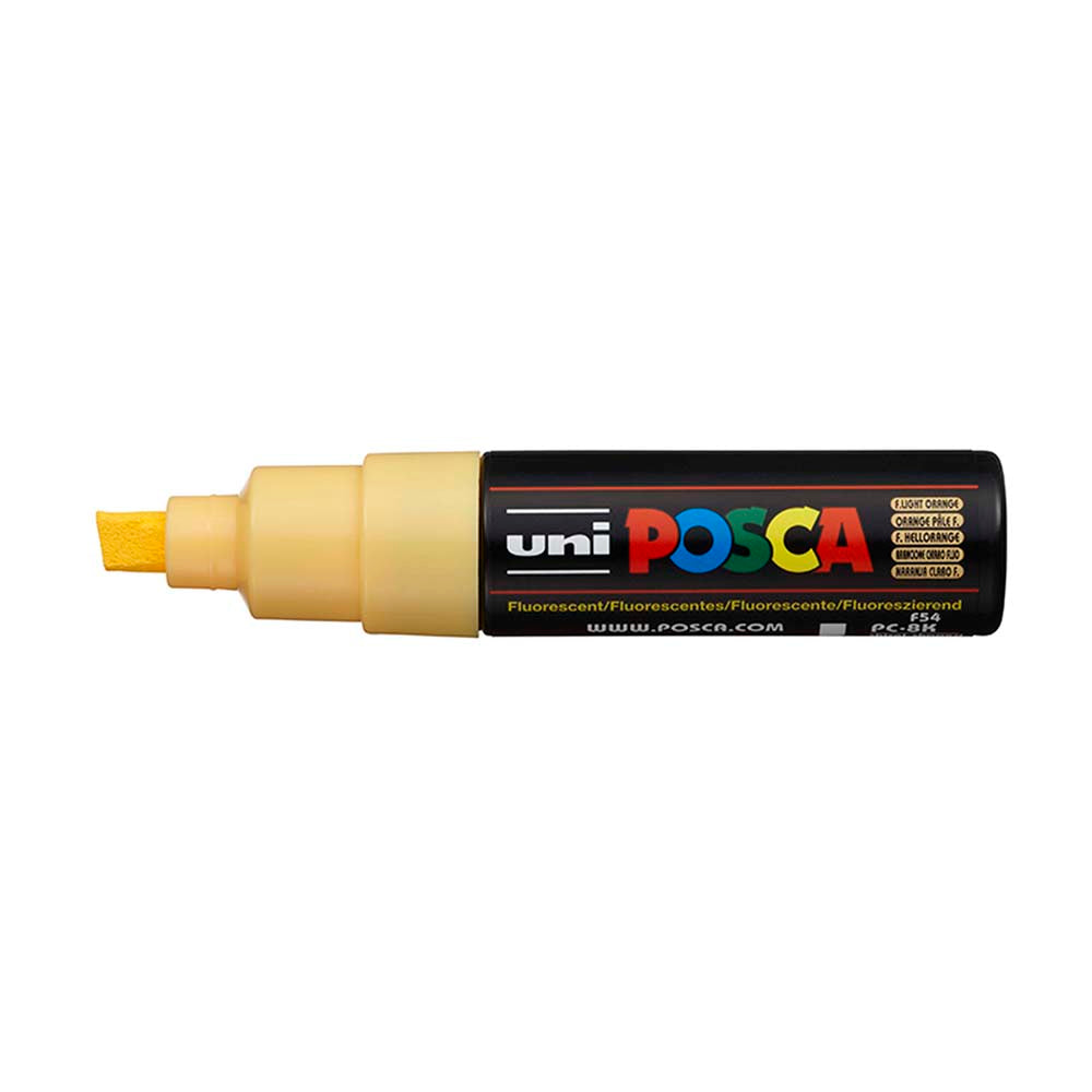 Uni Posca Marker 8.0mm Bold Chisel Fluoro Light Orange PC-8K - Cafe Supply