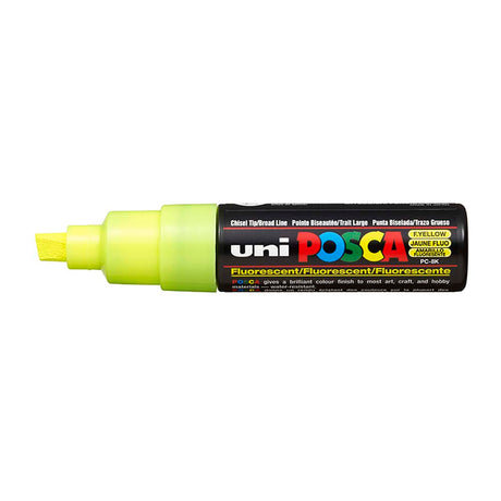 Uni Posca Marker 8.0mm Bold Chisel Fluoro Yellow PC-8K - Cafe Supply