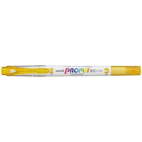 Uni Propus Window Double-Ended Highlighter 4.0mm/0.6mm Bright Yellow PUS-102 - Cafe Supply