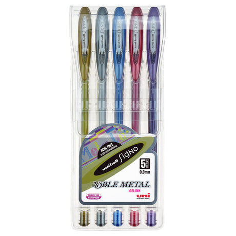 Uni-ball Signo Noble 0.8mm Metal Capped Pack 5 Asstd UM-120 - Cafe Supply