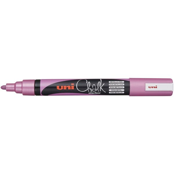 Uni Chalk Marker 1.8-2.5mm Bullet Tip Metallic Pink PWE-5M - Cafe Supply