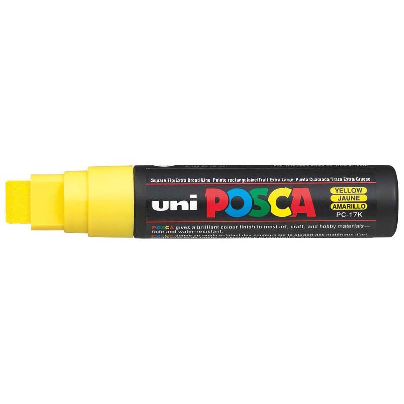 Uni Posca Marker 15.0mm Extra-Broad Chisel Yellow PC-17K - Cafe Supply