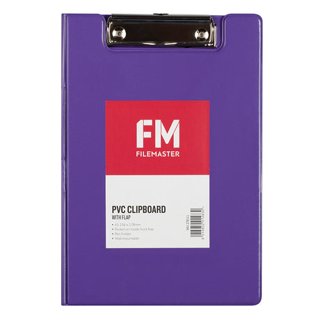 FM Clipboard PVC A5 FM Vivid With Flap Passion Purple - Cafe Supply