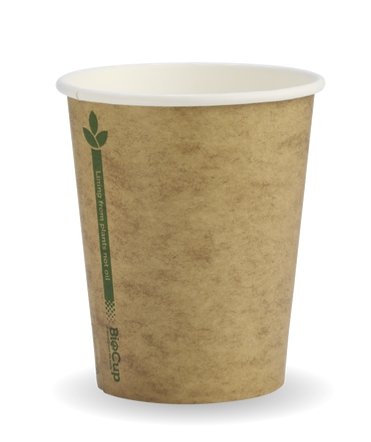 280ML / 8OZ (80MM) KRAFT GREEN LINE SINGLE WALL BIOCUP - Cafe Supply