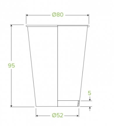 280ML / 8OZ (80MM) KRAFT GREEN LINE SINGLE WALL BIOCUP - Cafe Supply