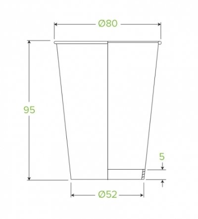 280ML / 8OZ (80MM) KRAFT GREEN STRIPE SINGLE WALLBIOCUP - Cafe Supply