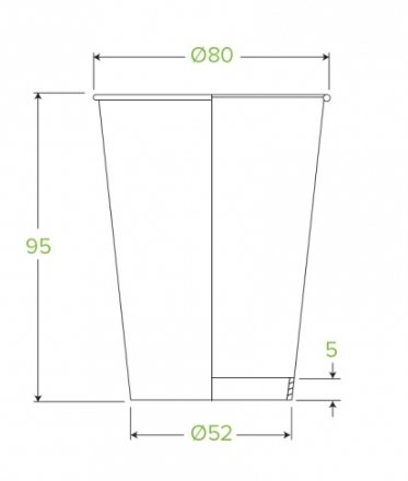 280ML / 8OZ (80MM) WHITE GREEN LINE SINGLE WALL BIOCUP - Cafe Supply