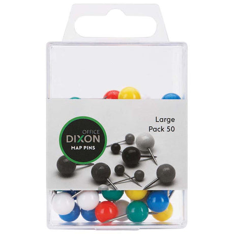 Dixon Map Pins Large Assorted Colour Pack 50 - Cafe Supply