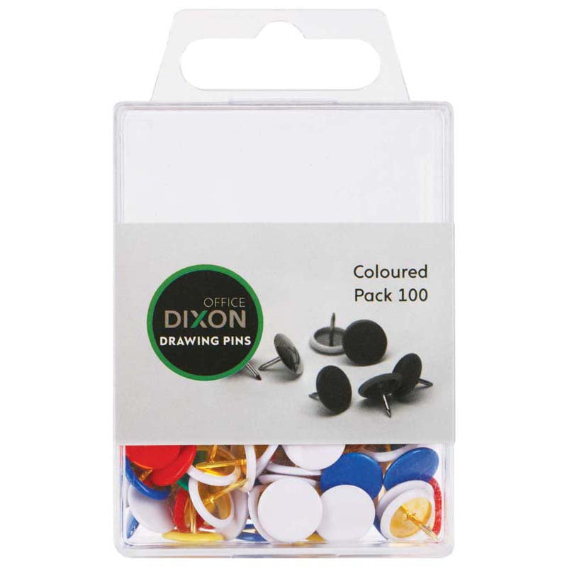 Dixon Drawing Pins Coloured Pack 100 - Cafe Supply