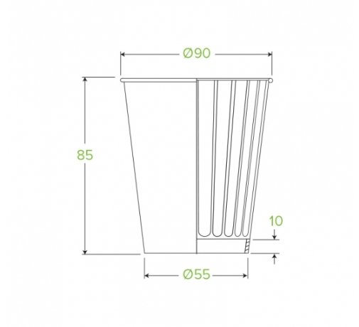 295ML / 8OZ (90MM) KRAFT GREEN STRIPE DOUBLE WALL BIOCUP - Cafe Supply