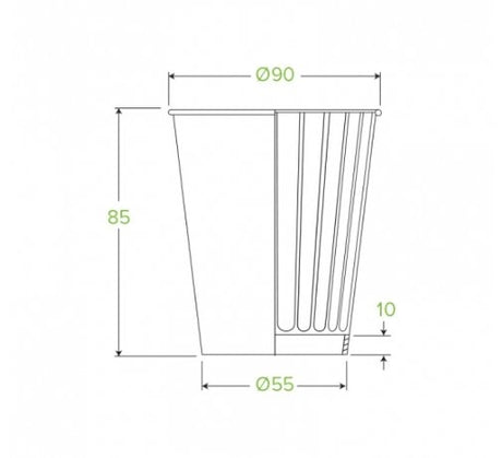 295ML / 8OZ (90MM) KRAFT GREEN STRIPE DOUBLE WALL BIOCUP - Cafe Supply