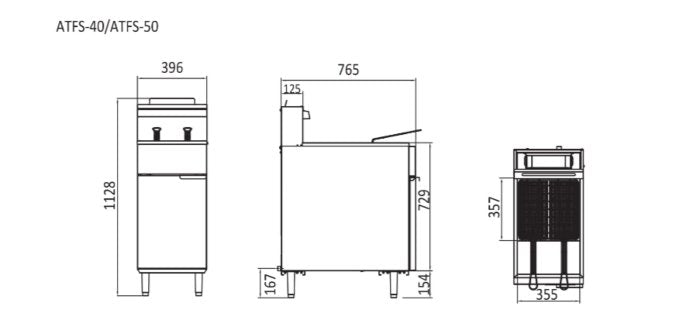 3 TUBES GAS DEEP FRYER W395 X D765 X H1128 LPG | COOKRITE ATFS-40-LPG - Cafe Supply