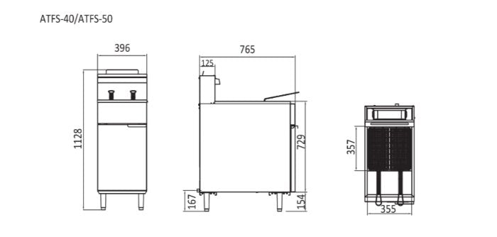 3 TUBES GAS DEEP FRYER W395 X D765 X H1128 NG COOKRITE ATFS-40-NG - Cafe Supply