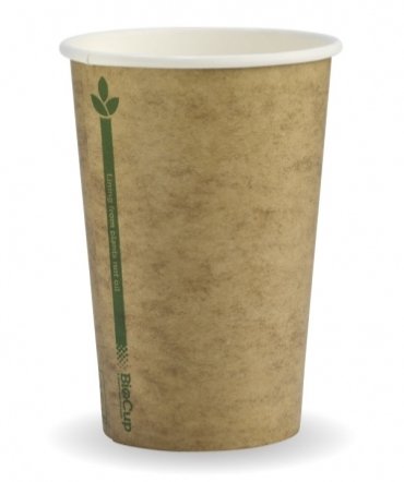 320ML / 10OZ (80MM) KRAFT GREEN LINE SINGLE WALL BIOCUP - Cafe Supply