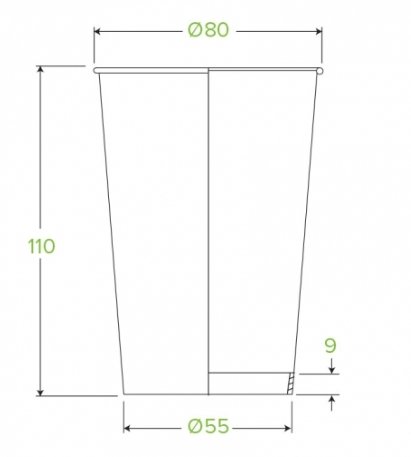 320ML / 10OZ (80MM) KRAFT GREEN LINE SINGLE WALL BIOCUP - Cafe Supply